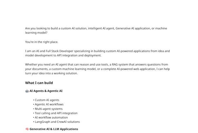 build custom ai agents, generative ai and machine deep learning llm solutions
